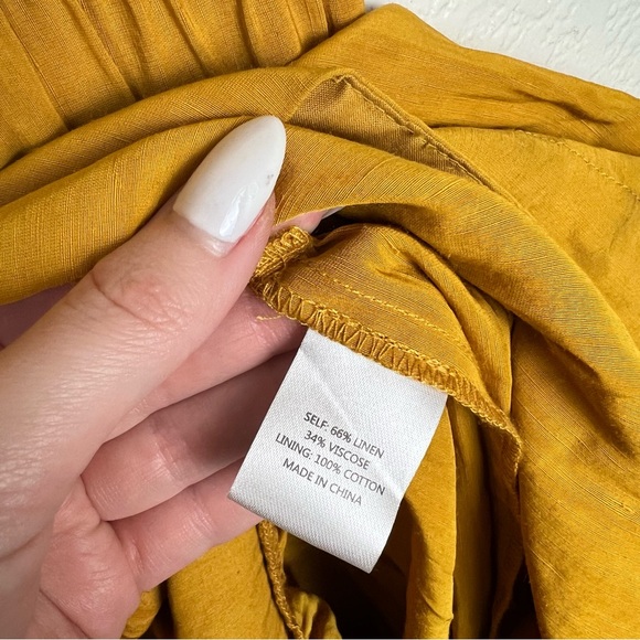 La Ligne Anais Maxi Tiered Dress in Dijon Yellow Linen Blend Size XL NWT - Picture 6 of 7